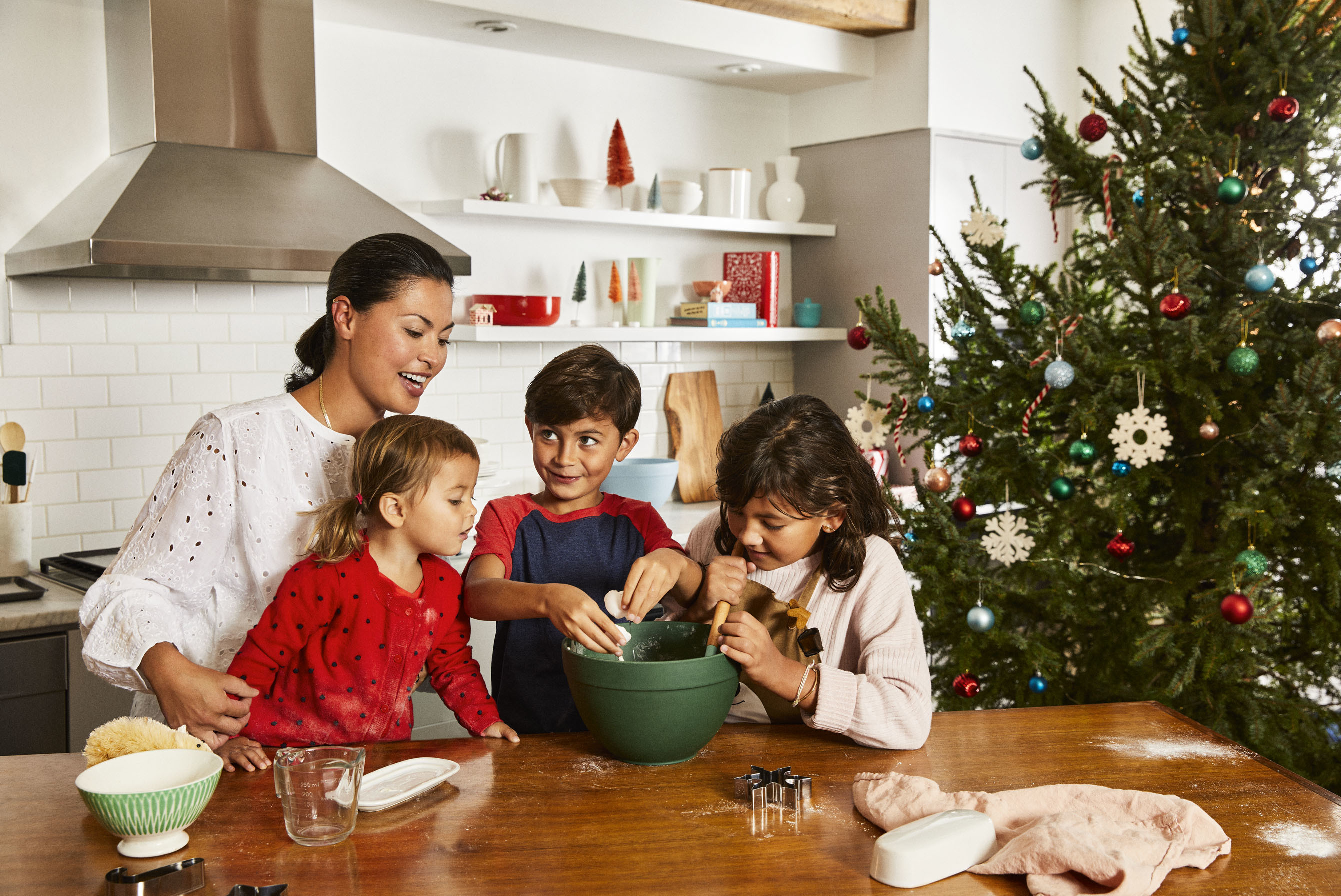 Family baking during Christmas