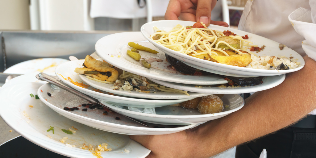 leftover food on plates