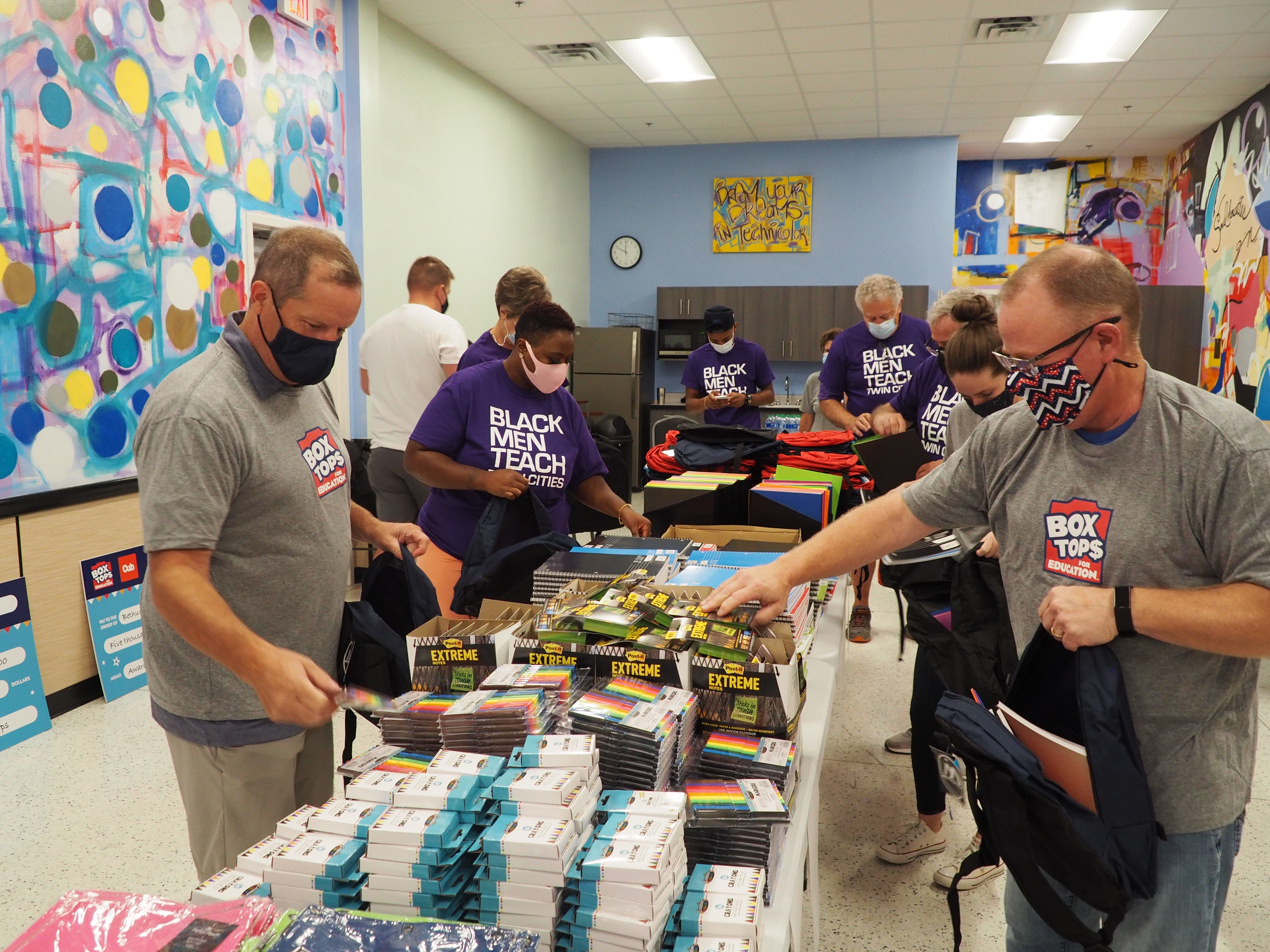 Box Tops with Black Men Teach Event Packing Care Packages