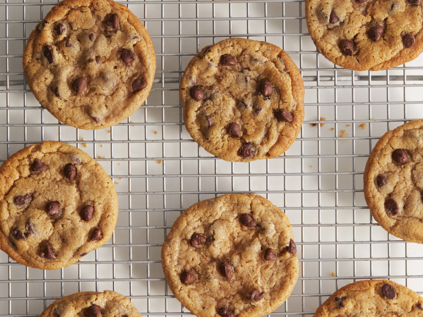 Pillsbury chocolate chip cookies on cooling rack