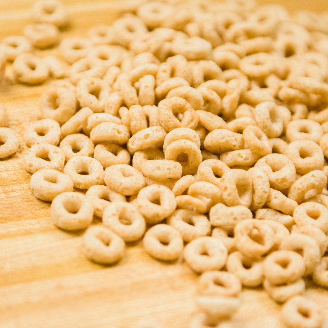 Loose Cheerios on table
