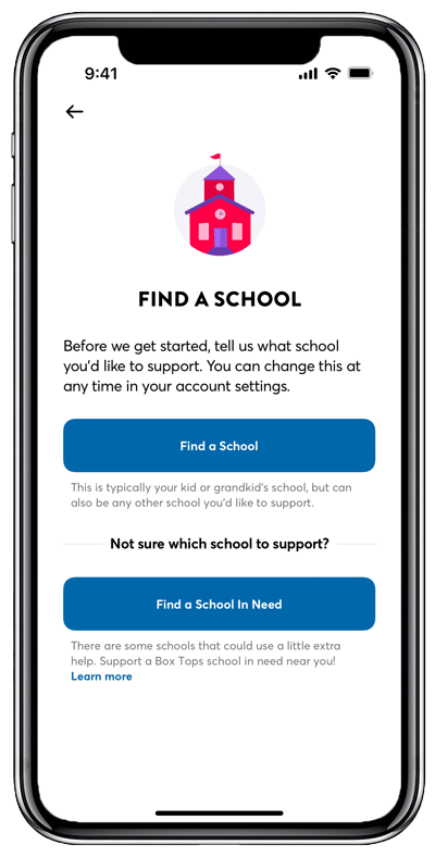 Find a School in the Box Tops App